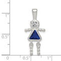 Sterling Silver CZ & September Glass Girl Pendant