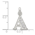 Sterling Silver White CZ Letter A Initial Pendant