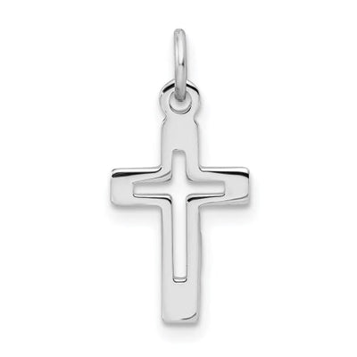 Sterling Silver Rhodium-plated Cross Pendant