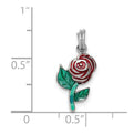 Sterling Silver Green & Red Enamel Rose Charm