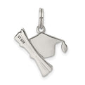 Sterling Silver Black Enameled Graduation Cap & Diploma Charm