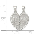 Sterling Silver Polished Te Amo Break Apart Heart Pendant