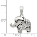 Sterling Silver Antiqued CZ Elephant Pendant