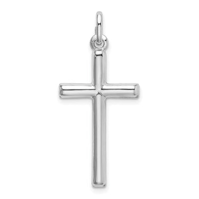 Sterling Silver Rhodium Plated Polished Cross Charm