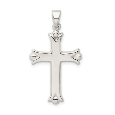 Sterling Silver Polished Budded Cross Pendant