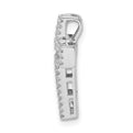 Sterling Silver Rhodium-plated Pink & White CZ Cross Chain Slide