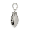 Sterling Silver Polished and Antiqued I LOVE YOU Message within a Decorative Scroll Patterned Moveable Opening Shell Heart Pendant