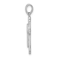 Sterling Silver Rhodium-plated Striped Texture Cross Pendant