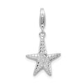 Amore La Vita Sterling Silver Rhodium-plated Polished Starfish Charm with Fancy Lobster Clasp