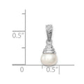 Sterling Silver Rhodium 5-6mm FW Cultured Pearl & Diamond Pendant