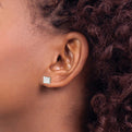 Sterling Silver Polished 6mm Princess CZ Post Earrings