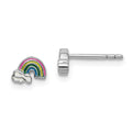 Sterling Silver Rhodium-plated Childs Enameled Rainbow Post Earrings
