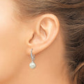 Sterling Silver Rhodium Plated Shell Pearl CZ Post Earrings