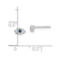 Sterling Silver Rhodium-plated Clear and Blue CZ Eye Post Earrings