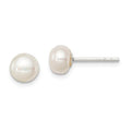 Sterling Silver White FW Cultured Pearl 6-7mm Button Earrings