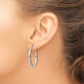 Sterling Silver Rhodium-plated 2x30mm Square Tube Hoop Earrings