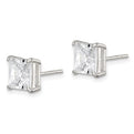 Sterling Silver 7mm Square CZ Basket Set Stud Earrings