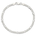 Sterling Silver 4mm Pav������ Flat Figaro Chain