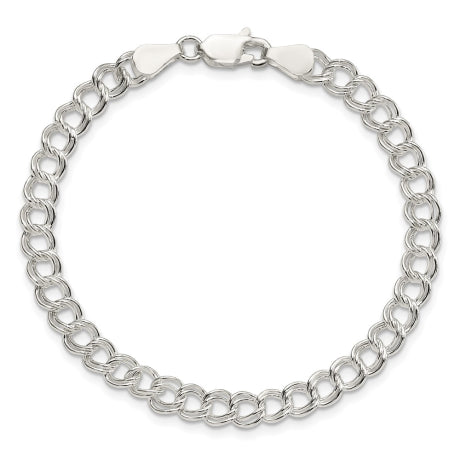 Sterling Silver 5.25mm Double Link Charm Bracelet