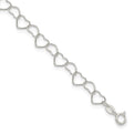 Sterling Silver 0.6mm Fancy Heart Link Anklet