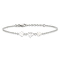 Sterling Silver 8 inch Plus 1in ext.Heart Link Anklet