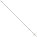 Sterling Silver Dangling Heart 9in Plus 1in ext Anklet