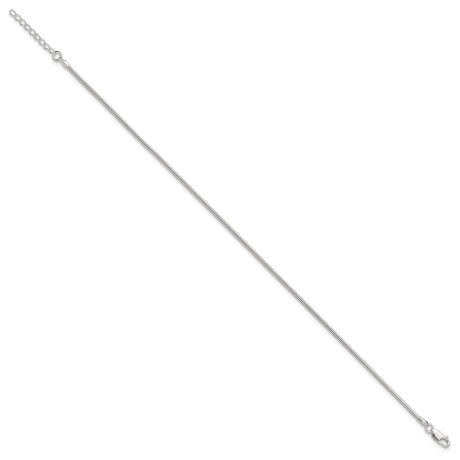 Sterling Silver 1.5mm Round Snake Chain 9in Plus 1in ext. Anklet