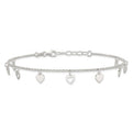 Sterling Silver Polished Hearts 9in Plus 1in Ext. Anklet