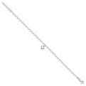 Sterling Silver Polished Fancy Link Puffed Heart 9 in Plus 1in ext. Anklet
