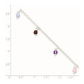 Sterling Silver Polished Multi-colored Beads 9in Plus 1in ext. Anklet