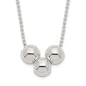 Sterling Silver Polished 3 Bead Necklace