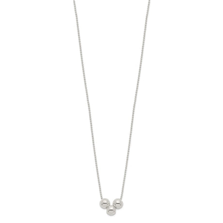 Sterling Silver Polished 3 Bead Necklace