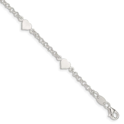 Sterling Silver Heart shapes with 5.5in Plus .25in ext. Children's Bracelet