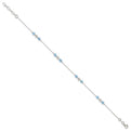 Sterling Silver Polished Bead and CZ 9in Plus 1in. Ext. Anklet