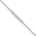 Sterling Silver Polished CZ Bar 9in Plus 1in Ext. Anklet