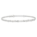 Sterling Silver Polished Beaded 2-strand 9 inch Plus 1 inch ext. Anklet
