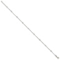 Sterling Silver Polished w/CZ 9 inch Plus1 inch Ext. Anklet
