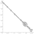 Sterling Silver Rhod-pltd Miraculous Medal/Cross w/1in ext. Bracelet