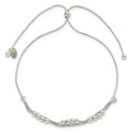 Sterling Silver Polished Beaded 2-Strand Adjustable Bracelet