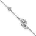 Sterling Silver Rhodium-plated CZ Flip Flops 9in Plus 2in Ext. Anklet