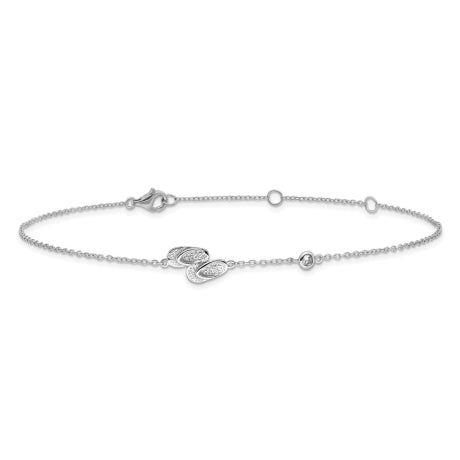 Sterling Silver Rhodium-plated CZ Flip Flops 9in Plus 2in Ext. Anklet
