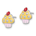 Sterling Silver Rhodium-plated Madi K Enamel and Crystal Cupcake Earrings