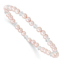 4mm Pink Shell Bead & Crystal Child Stretch Bracelet