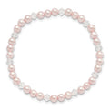 4mm Pink Shell Bead & Crystal Child Stretch Bracelet