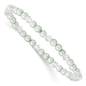 4mm Green Shell Bead & Crystal Child Stretch Bracelet
