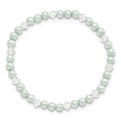 4mm Green Shell Bead & Crystal Child Stretch Bracelet