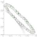 4mm Green Shell Bead & Crystal Child Stretch Bracelet