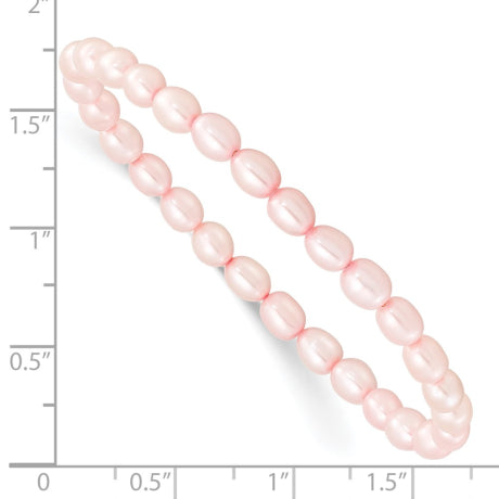Children's 4-5mm Pink Rice FW Cultured Pearl Stretch Bracelet