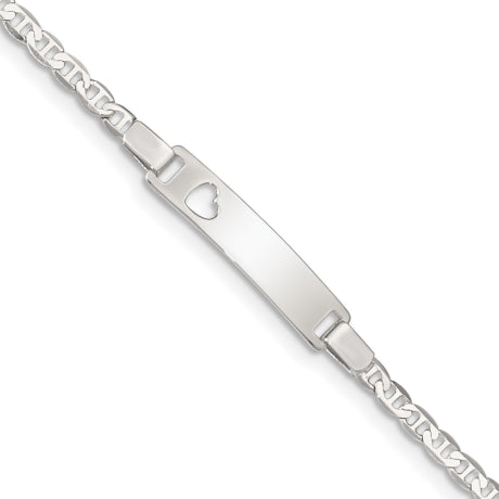 Sterling Silver Baby ID with Cut-out Heart Bracelet
