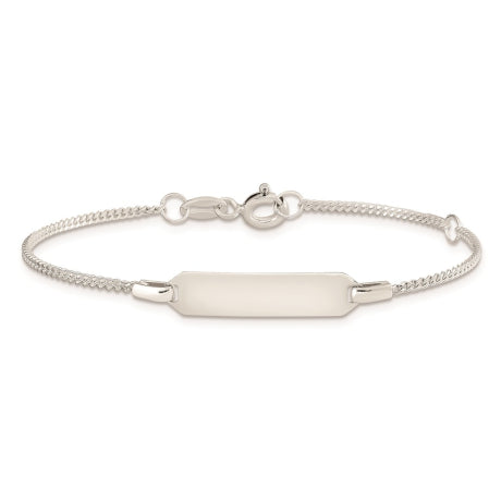 Sterling Silver Childrens 5in Plus 1in EXT ID Curb Link Bracelet